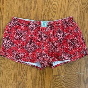 Pj Salvage Red Printed Bandana Flannel Lounge Short